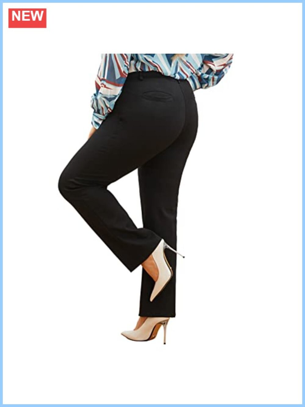 Plus Size Straight-Leg Dress Pants Yoga Work Office Trousers